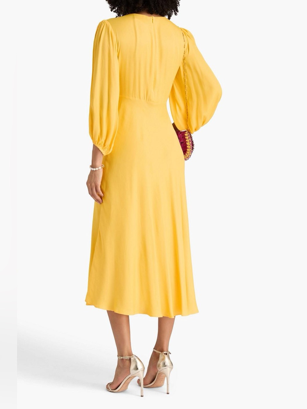 Farm Rio Bead Embellished Draped Satin Midi Dress Size Medium - Picture 2 of 11